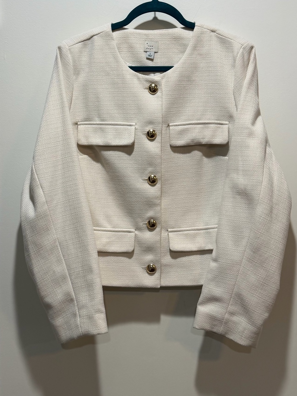 Classic Cream Boxy Button-Front Jacket